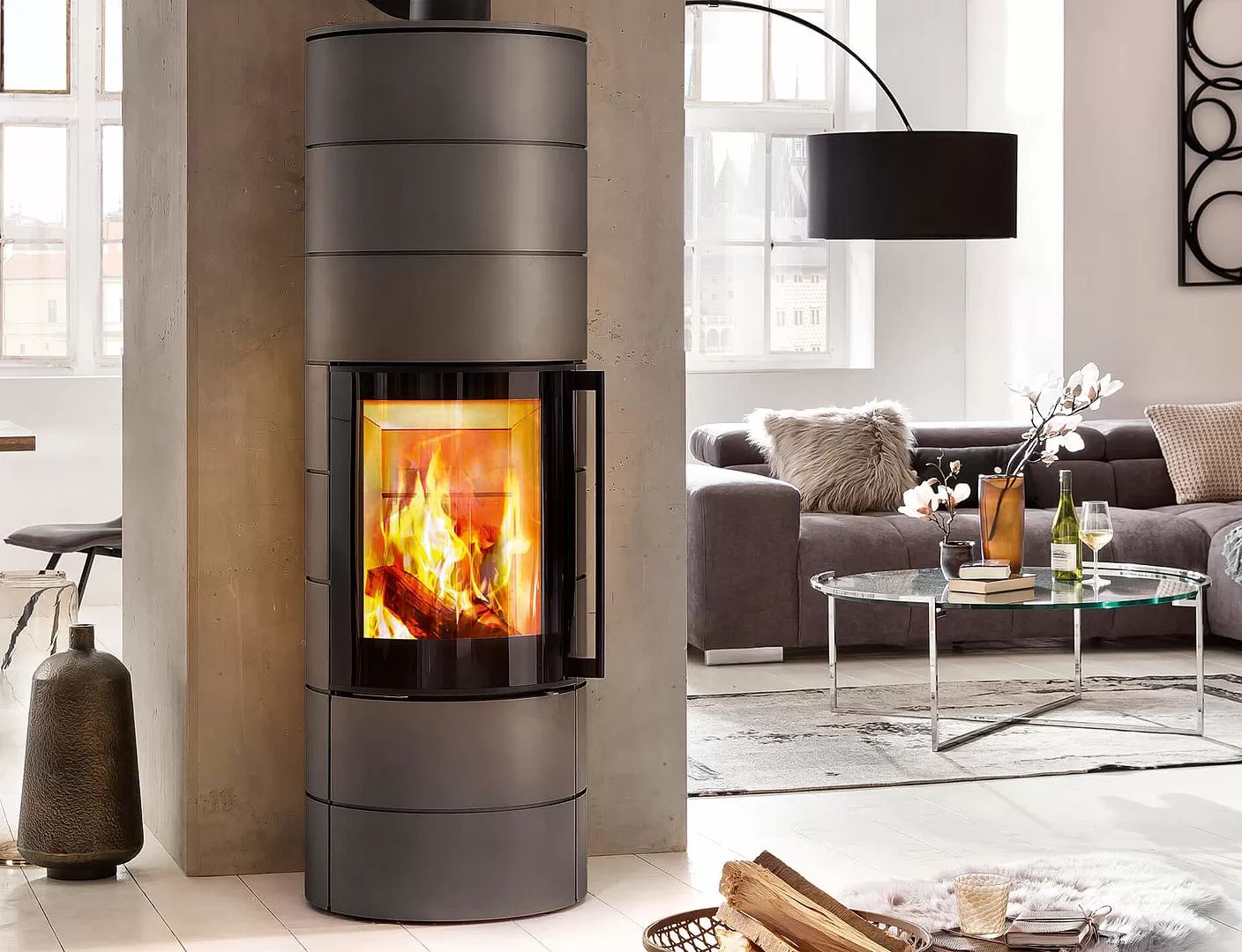 Печь-камин Spartherm Ambiente A4 серая
