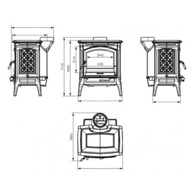 Печь-камин Hergom Craftsbury, эмалирована в коричневый цвет