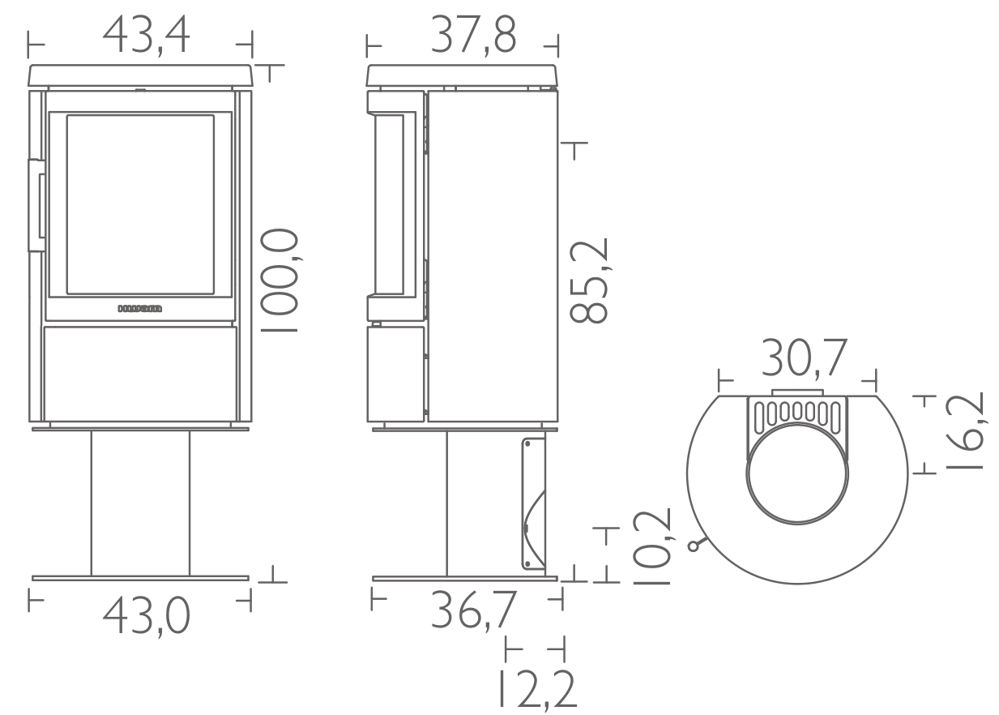 Печь-камин Hwam 2620c на пьедестале Gray