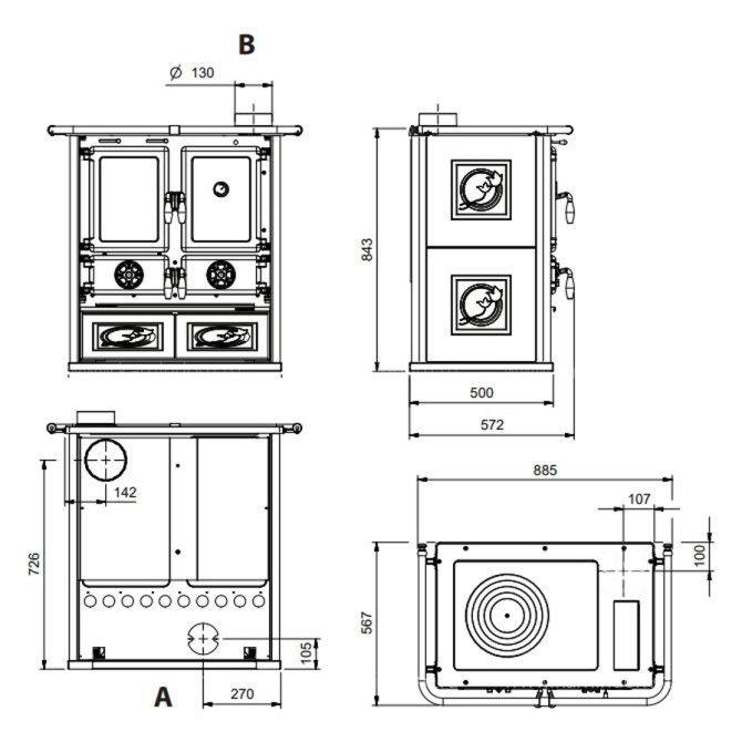 Отопительно-варочная печь La Nordica Rosetta 5.0 Ceramica