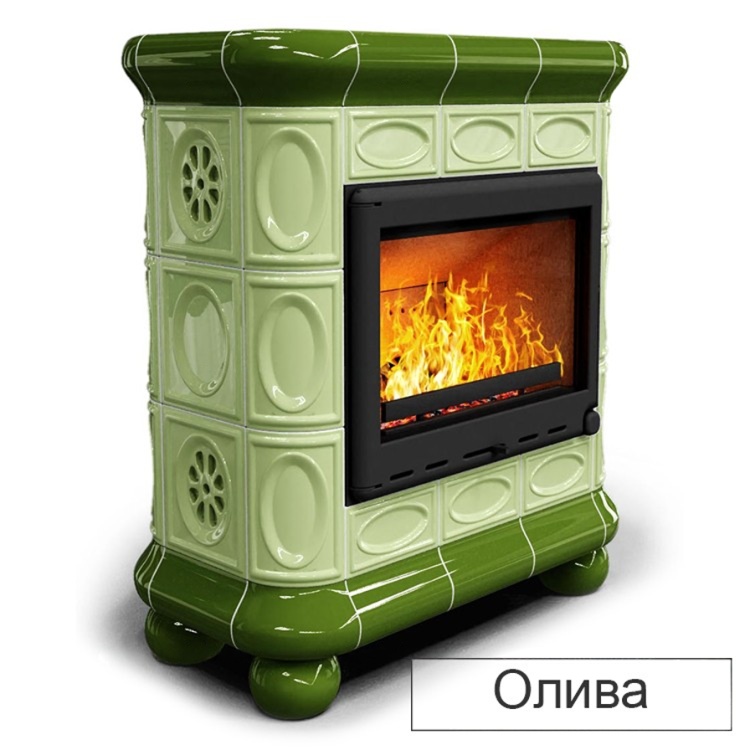 Изразцовая печь-камин КимрПечь Медальон пристенная с топкой Kratki Eryk 700