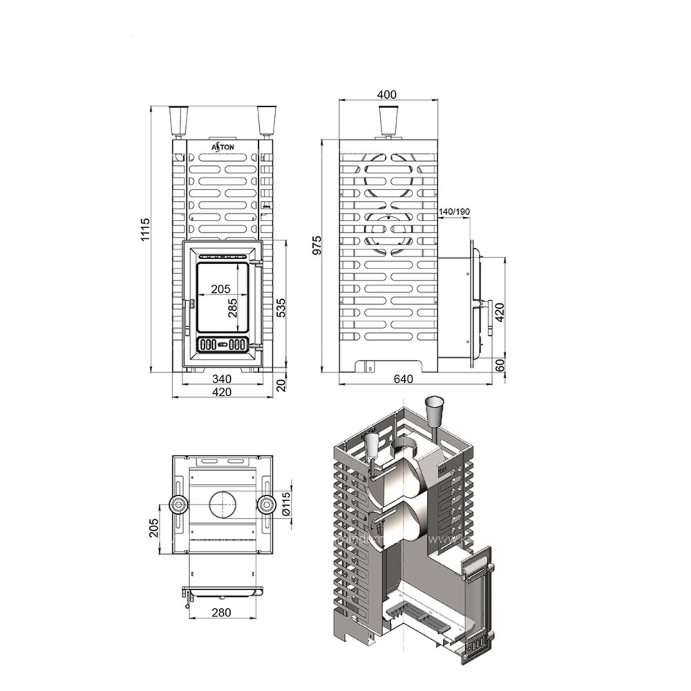 Дровяная печь для бани Aston 24 INOX (310)