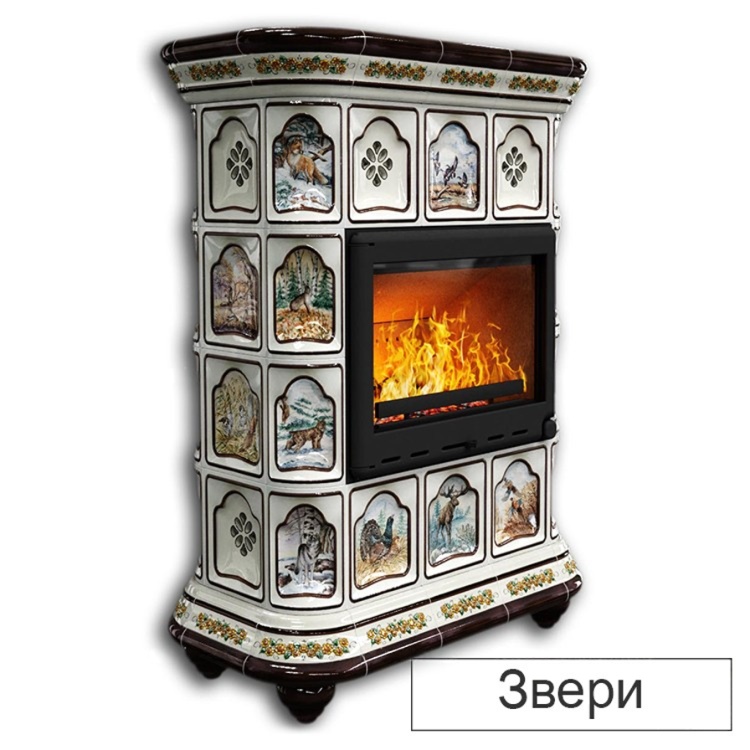 Изразцовая печь-камин КимрПечь Истра центральная с топкой Kratki Eryk 700