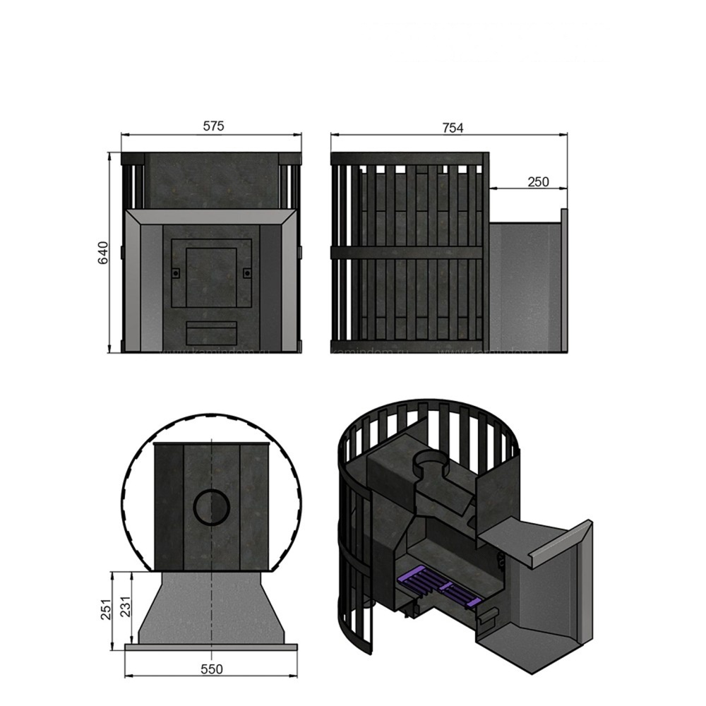 Газодровяная печь для бани Везувий Скиф Ковка 18 (ДТ-3)
