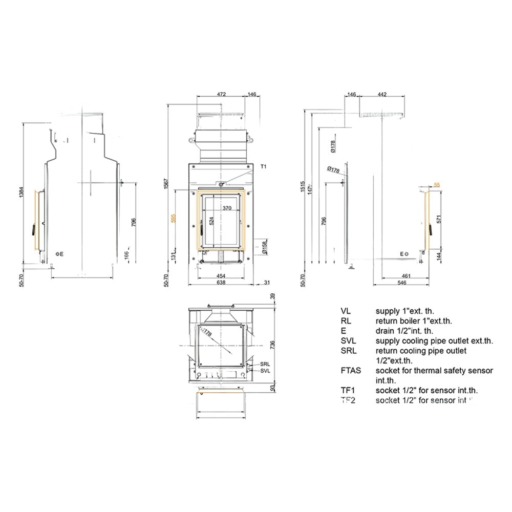 Каминная топка Brunner HKD 2.2 XL SK/h + EAS с шибером