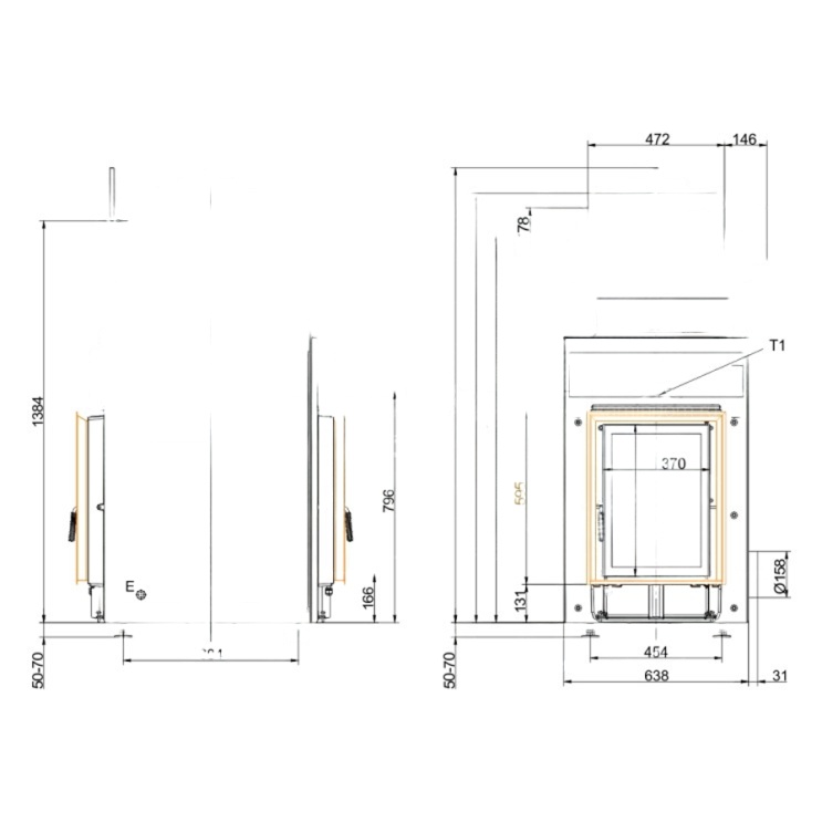 Каминная топка Brunner HKD 2.2 XL SK/h Tunnel + EAS с шибером