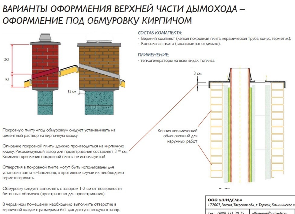 Двухходовой комплект керамического дымохода Schiedel UNI Ø 180 и 200 мм