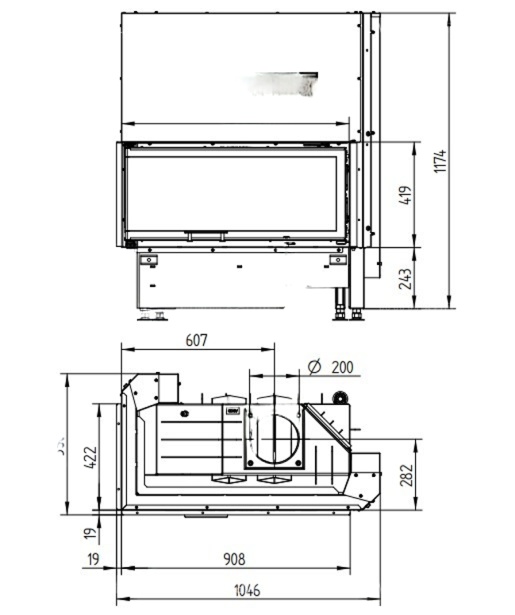 Каминная топка Hoxter ECKA 90/40/40Lh