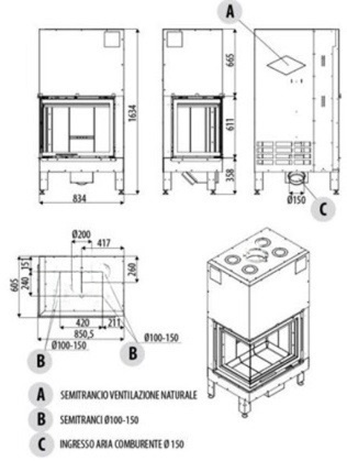Каминная топка MCZ Plasma 75 dx/sx